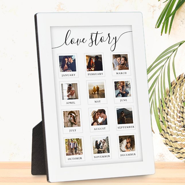 Modern Script Personalised Couple Love Story Photo Plaque (Creator Uploaded)