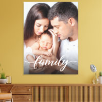 Modern Script Personalised Family Photo Canvas
