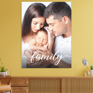 Modern Script Personalised Family Photo Canvas
