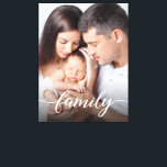 Modern Script Personalised Family Photo Canvas Print<br><div class="desc">Immortalise your cherished family moments with our customisable stretched canvas, featuring a modern "Family" script type white overlay. This elegant canvas is not just a piece of art; it's a keepsake that beautifully captures the essence of your family's love and togetherness. Personalise this canvas with your favourite family photo, turning...</div>