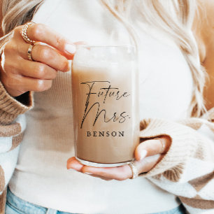Modern Script Personalised Future Mrs. Can Glass