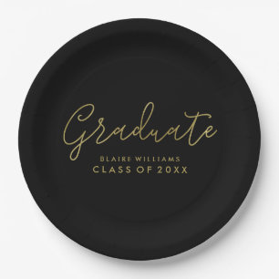Modern Script Personalised Graduation Paper Plate
