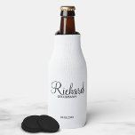 Modern Script Personalised Groomsman Bottle Cooler<br><div class="desc">Personalised Groomsman Gifts
featuring personalised groomsman's name in black modern script font style with title and wedding date in modern sans serif font style.

Also perfect for best man,  father of the bride,  bridesmaid,  maid of honour,  mother of the bride and more.</div>