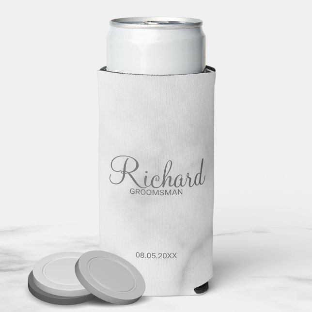 Modern Script Personalised Groomsman Can Cooler (Creator Uploaded)