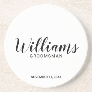 Modern Script Personalised Groomsman Coaster