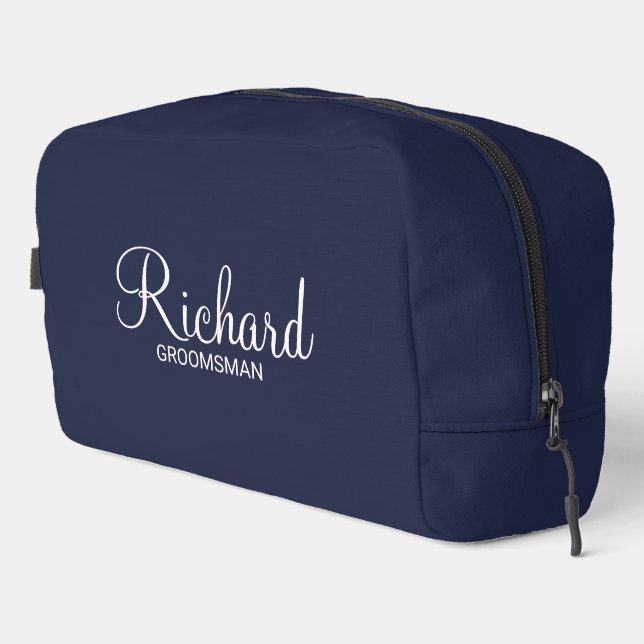 Modern Script Personalised Groomsman Dopp Kit (Right Corner)