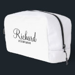 Modern Script Personalised Groomsman Dopp Kit<br><div class="desc">Personalised Groomsman Gifts
featuring personalised groomsman's name in black modern script font style with title and wedding date in modern sans serif font style on white background.

Also perfect for best man,  father of the bride,  bridesmaid,  maid of honour,  mother of the bride and more.</div>