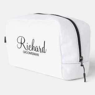 Modern Script Personalised Groomsman Dopp Kit
