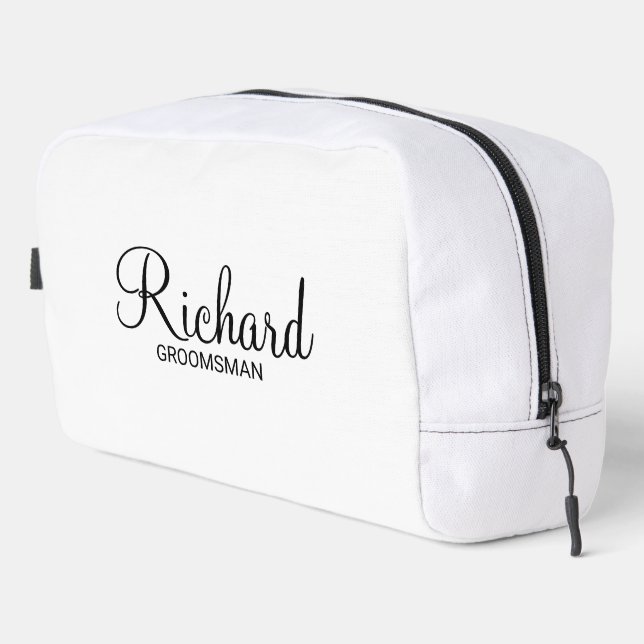 Modern Script Personalised Groomsman Dopp Kit (Right Corner)