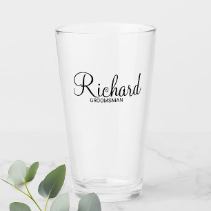 Modern Script Personalised Groomsman Glass