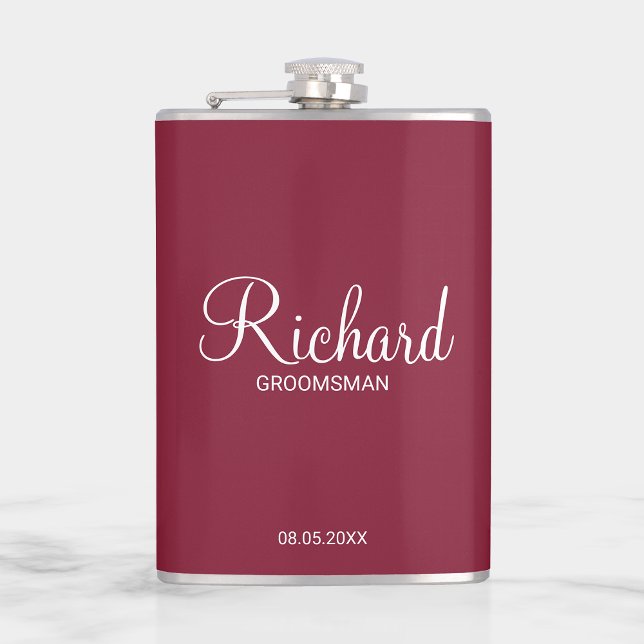 Modern Script Personalised Groomsman Hip Flask (Creator Uploaded)