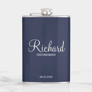 Modern Script Personalised Groomsman Hip Flask