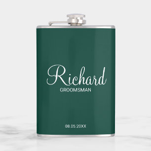 Modern Script Personalised Groomsman Hip Flask
