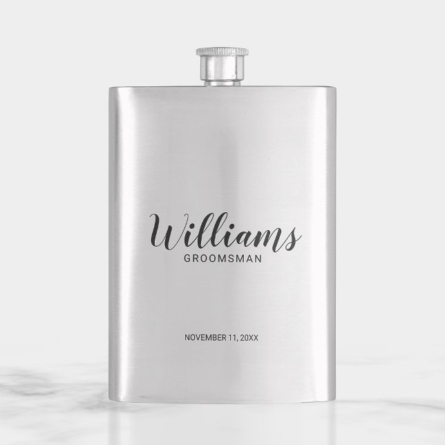 Modern Script Personalised Groomsman Hip Flask (Creator Uploaded)