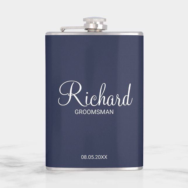 Modern Script Personalised Groomsman Hip Flask (Creator Uploaded)