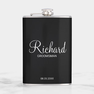 Modern Script Personalised Groomsman Hip Flask