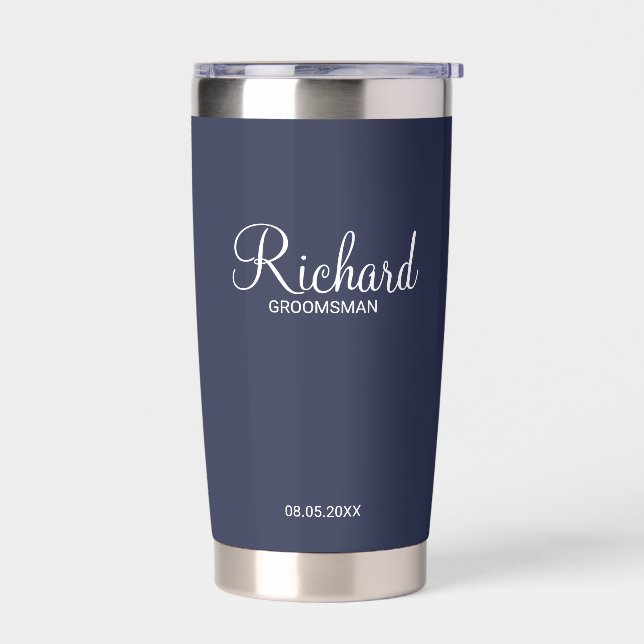 Modern Script Personalised Groomsman Insulated Tumbler (Left)