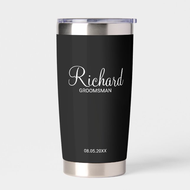 Modern Script Personalised Groomsman Insulated Tumbler (Left)