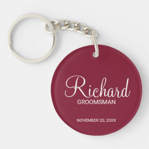 Modern Script Personalised Groomsman Key Ring