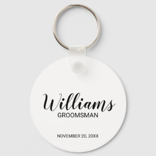 Modern Script Personalised Groomsman Key Ring