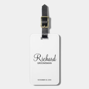 Modern Script Personalised Groomsman Luggage Tag