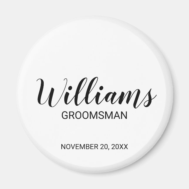 Modern Script Personalised Groomsman Magnet (Front)