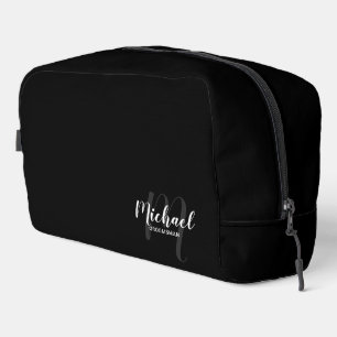 Modern Script Personalised Groomsman Monogram Name Dopp Kit
