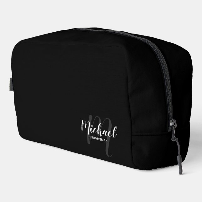 Modern Script Personalised Groomsman Monogram Name Dopp Kit (Right Corner)