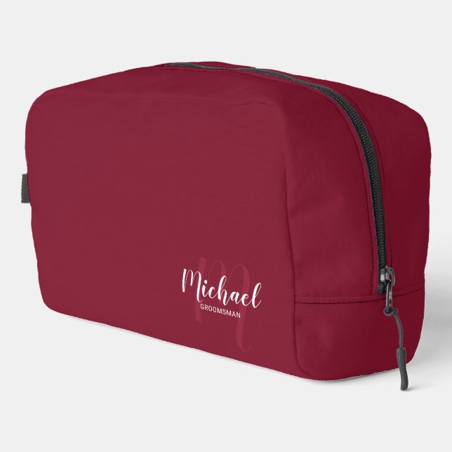 Modern Script Personalised Groomsman Monogram Name Dopp Kit (Right Corner)