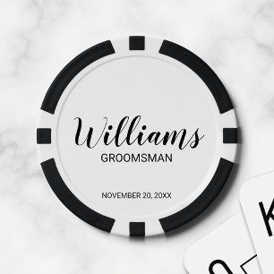 Modern Script Personalised Groomsman Poker Chips