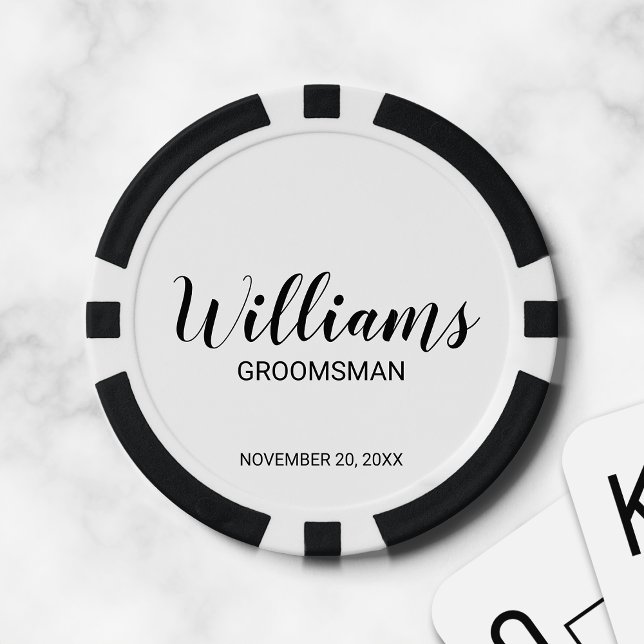 Modern Script Personalised Groomsman Poker Chips (Creator Uploaded)