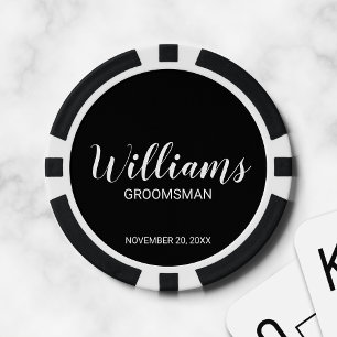 Modern Script Personalised Groomsman Poker Chips