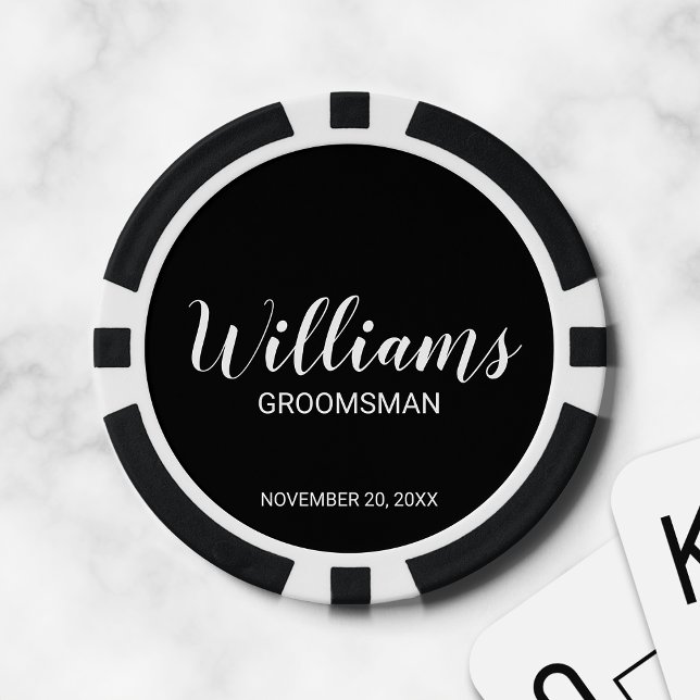 Modern Script Personalised Groomsman Poker Chips (Creator Uploaded)