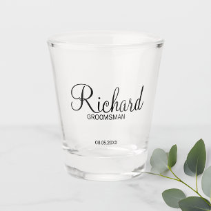 Modern Script Personalised Groomsman Shot Glass