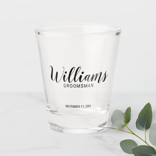 Modern Script Personalised Groomsman Shot Glass
