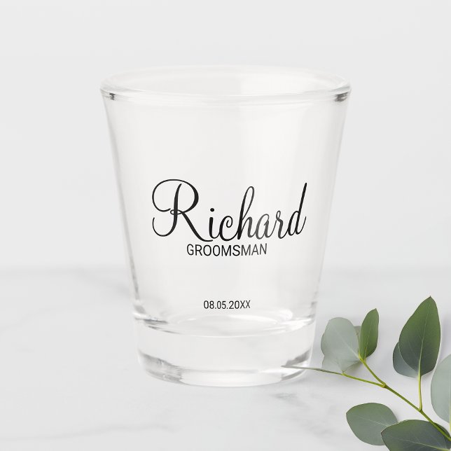 Modern Script Personalised Groomsman Shot Glass (Creator Uploaded)