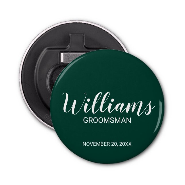 Modern Script Personalised Groomsman's Name Bottle Opener (Front)