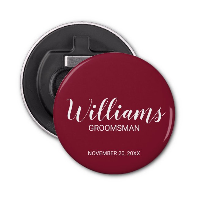Modern Script Personalised Groomsman's Name Bottle Opener (Front)