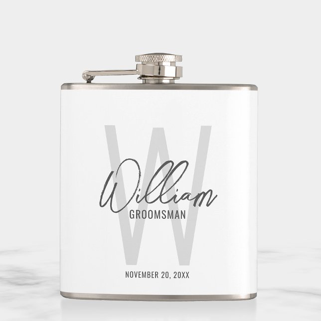 Modern Script Personalised Groomsman's Name Hip Flask (Creator Uploaded)