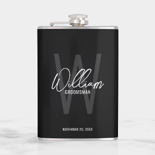 Modern Script Personalised Groomsman's Name Hip Flask