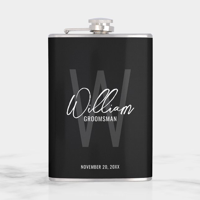 Modern Script Personalised Groomsman's Name Hip Flask (Creator Uploaded)
