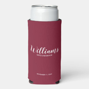 Modern Script Personalised Groomsmen Can Cooler