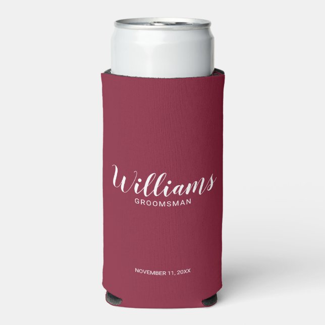 Modern Script Personalised Groomsmen Can Cooler (Seltzer Front)