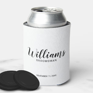 Modern Script Personalised Groomsmen Can Cooler