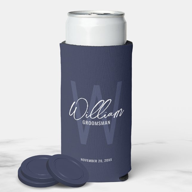Modern Script Personalised Groomsmen Can Cooler (Creator Uploaded)
