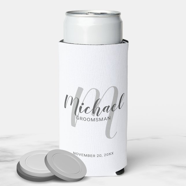 Modern Script Personalised Groomsmen Can Cooler (Creator Uploaded)