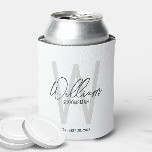 Modern Script Personalised Groomsmen Can Cooler