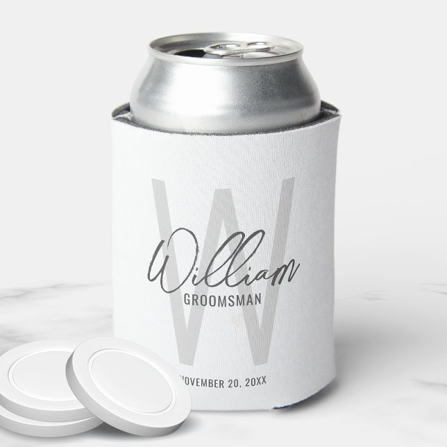 Modern Script Personalised Groomsmen Can Cooler (Creator Uploaded)