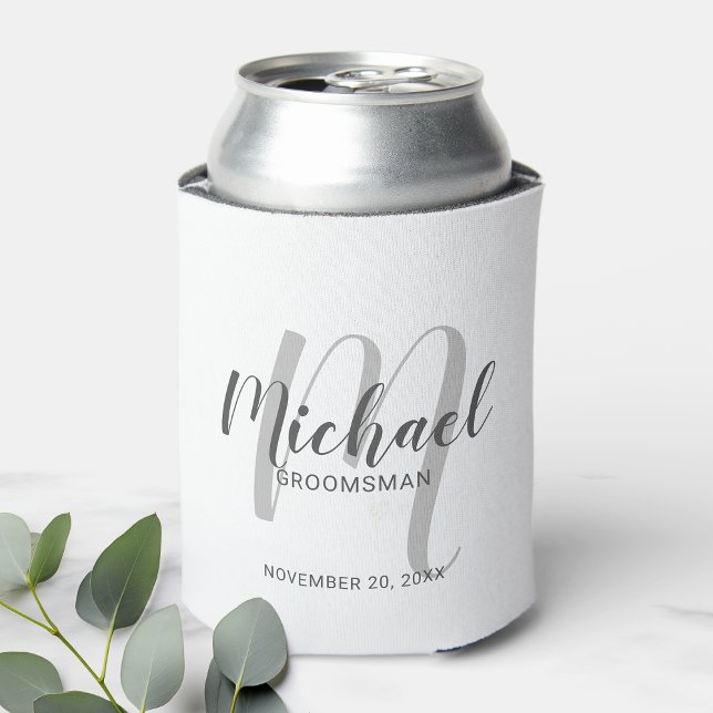 Modern Script Personalised Groomsmen Can Cooler (Creator Uploaded)