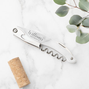 Modern Script Personalised Groomsmen Corkscrew